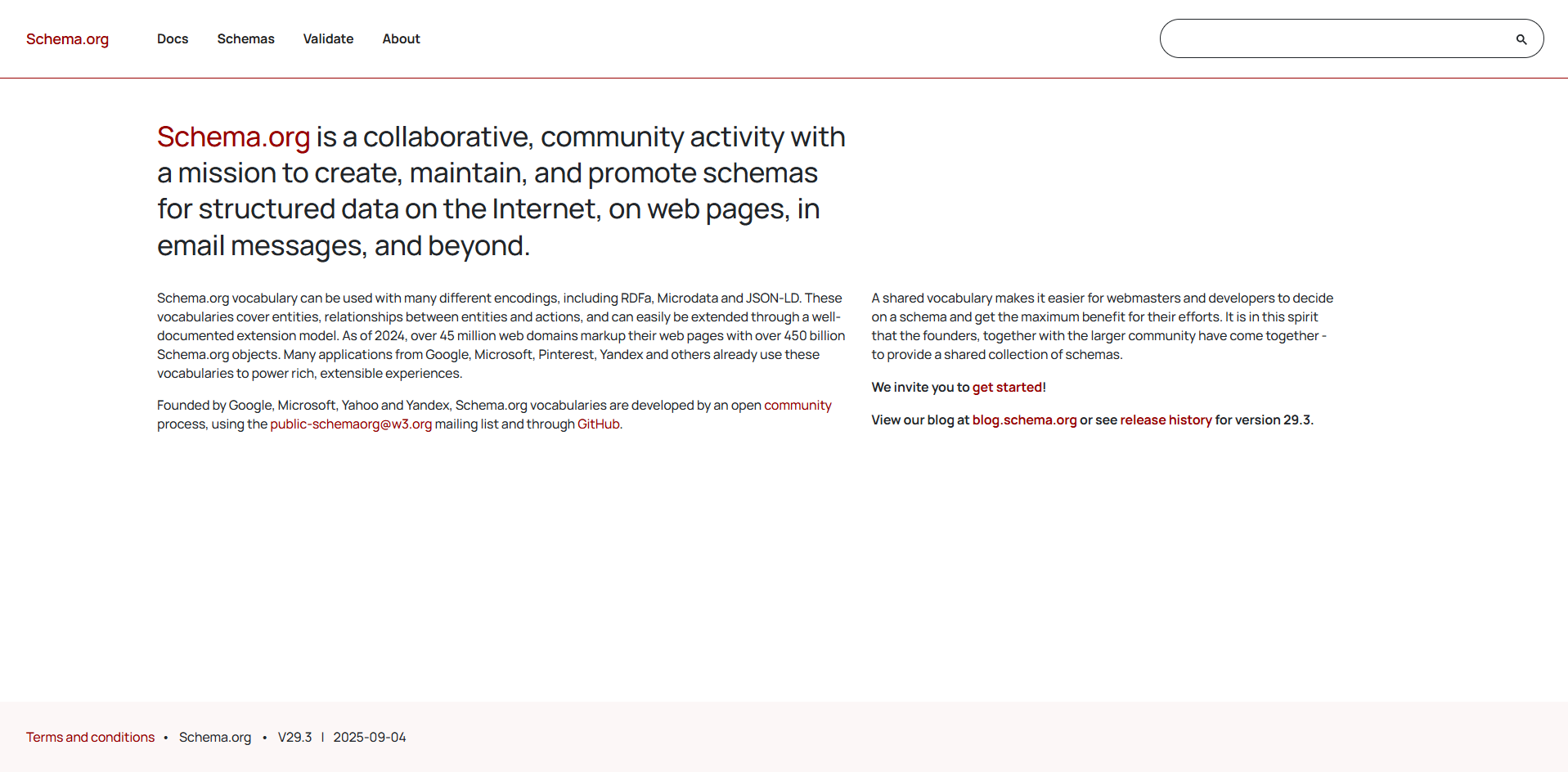 Скриншот Schema.org